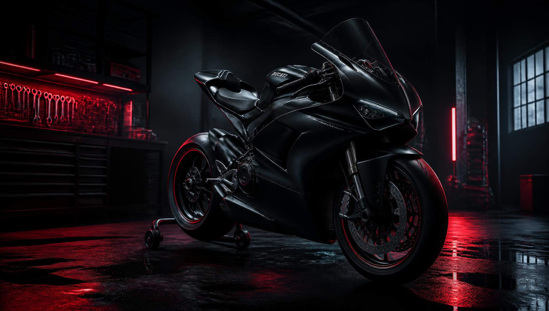 Premium motorcycle in the MotoStop Ajman workshop